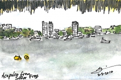 Acapulco Bay, Mexico, Watercolor & Ink, 2010