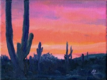 Sunset over Ironwood National Monument (oil, 7x5in, 2010)